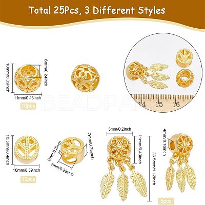 3 Style Alloy European Beads FIND-CA0006-17-1