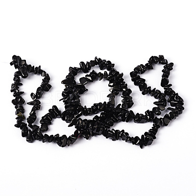 Natural Obsidian Chip Bead Strands X-F079-1