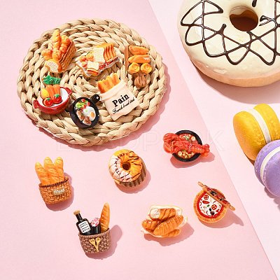 12Pcs 12 Styles Bread Themed Resin Pins JEWB-CJ0003-09-1