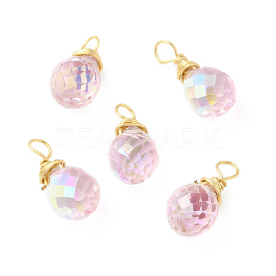 Rack Plating Brass with Glass Pendant KK-C023-02-1