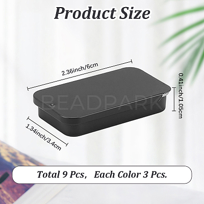 9Pcs 3 Colors Slide Top Tinplate Trinket Storage Boxes CON-CP0001-016C-1