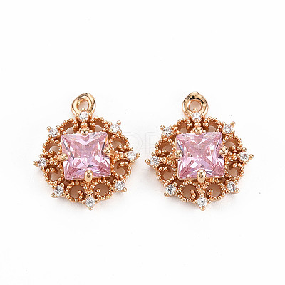 Rack Plating Brass Micro Pave Clear Cubic Zirconia Pendants X-KK-T060-61-RS-1