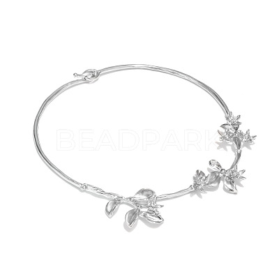 Alloy Flower Choker Necklaces for Women WG981DB-02-1