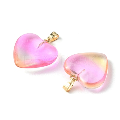 Two Tone Transparent Glass Pendants GLAA-YW0003-02D-1