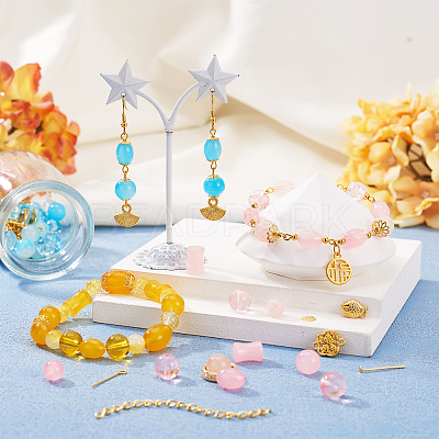 3 Sets 3 Styles DIY Lampwork Beads & Alloy Pendant & Link & Bead Caps Jewelry Findings Kits DIY-TA0011-60-1