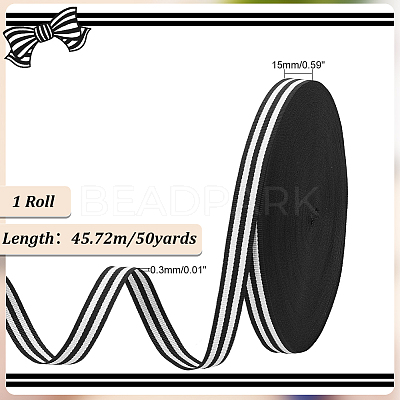 50 Yards Polyester Stripe Ribbons SRIB-WH0011-157B-1