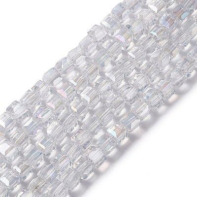 Electroplate Glass Beads Strands X-EGLA-D018-8x8mm-01-1