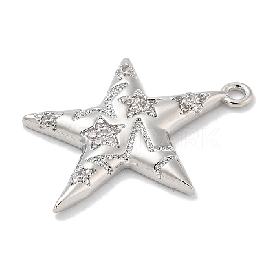 Rack Plating Brass Micro Pave Cubic Zirconia Pendants X-KK-L224-015P-1