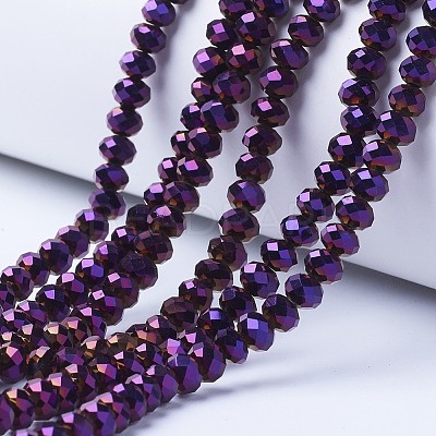 Electroplate Transparent Glass Beads Strands EGLA-A034-T1mm-UA06-1
