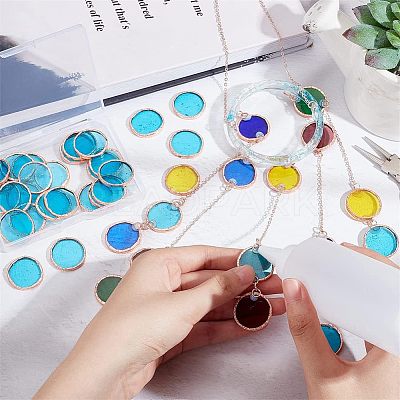 30Pcs Colored Glass Mosaic Tiles DIY-OC0009-45F-1