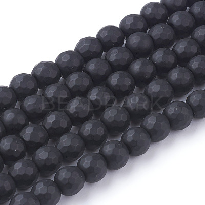 Synthetic Black Stone Beads Strands G-C059-6mm-1-1