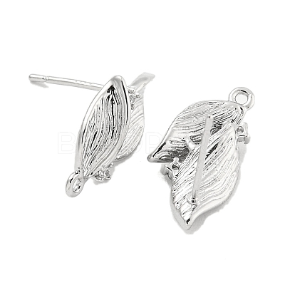 Brass Micro Pave Cubic Zirconia Stud Earring Findings KK-U015-05P-1