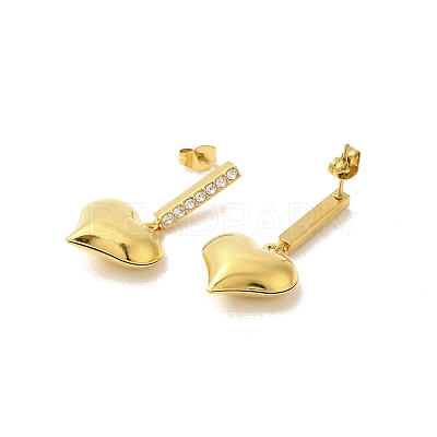 Ion Plating(IP) 304 Stainless Steel Inlay Rhinestone Stud Earrings for Women EJEW-M024-06B-G-1