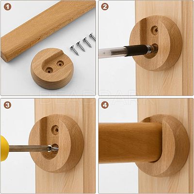 12 Sets Beech Wood Closet Pole Socket FIND-CA0004-90-1