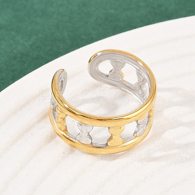 304 Stainless Steel Double Color Cuff Rings RJEW-S635-01GP-12-1