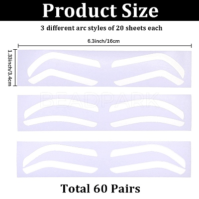60Pcs 3 Styles Plastic Eyebrow Tattoo Practice Skin AJEW-CP0009-58B-1