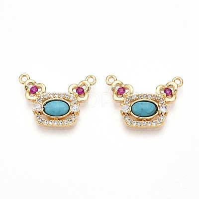 Synthetic Turquoise Rectangle with Flower Pendants KK-N258-15G-1