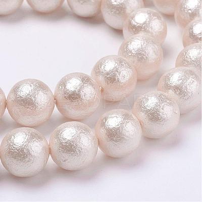 Wrinkle Textured Shell Pearl Beads Strands BSHE-E016-6mm-07-1