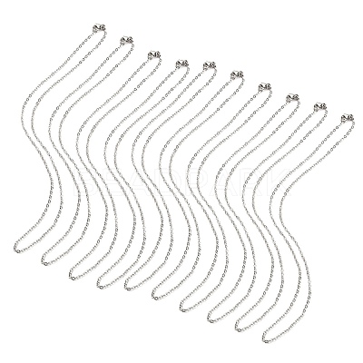 10Pcs 304 Stainless Steel Cable Chain Necklaces Set for Men Women MAK-YW0002-01P-1