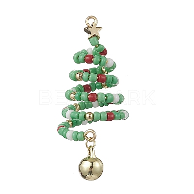 Glass Seed Beaded Christmas Tree Big Pendants PALLOY-TA00330-02-1