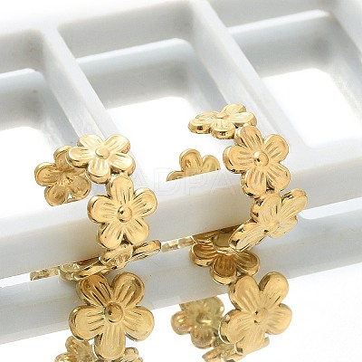 Ion Plating(IP) 304 Stainless Steel Flower Cuff Earrings for Women X-EJEW-A118-03G-1