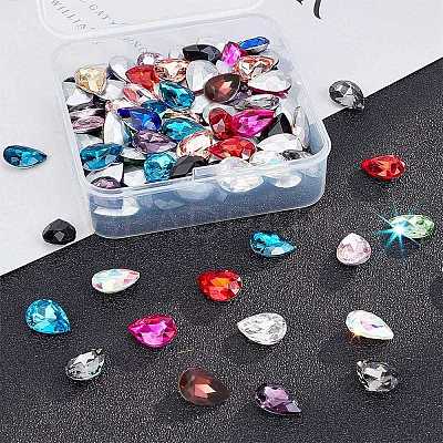 Pointed Back Glass Rhinestone Cabochons RGLA-OC0001-10-1