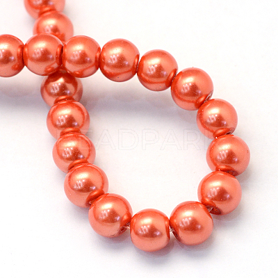 Baking Paint Pearlized Glass Pearl Round Bead Strands HY-Q003-6mm-38-1