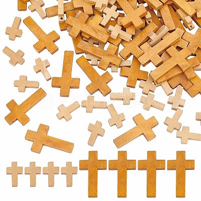 100Pcs 2 Styles Wood Pendants WOOD-SC0001-43-1