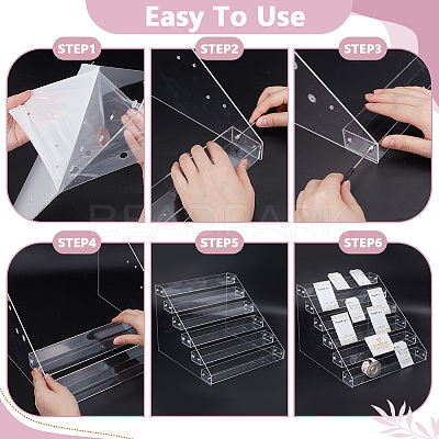6-Tier Plastic Scrapbook Adhesive Tape Display Riser Stands ODIS-WH0086-105-1