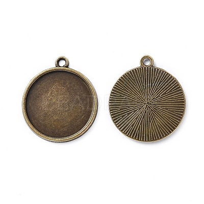 Flat Round Alloy Pendant Cabochon Settings PALLOY-N0088-37AB-NF-1