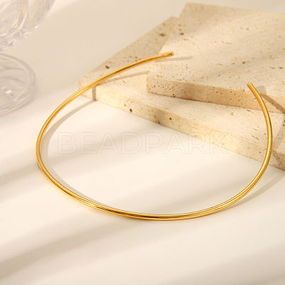 Simple 304 Stainless Steel Round Cuff Choker Necklaces Fashion Jewelry for Women RC6869-3-1