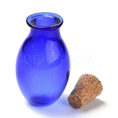 Oval Glass Cork Bottles Ornament AJEW-O032-03B-1