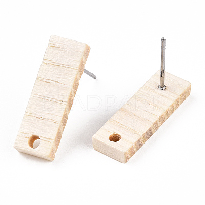 Ash Wood Stud Earring Findings EJEW-N017-011U-1