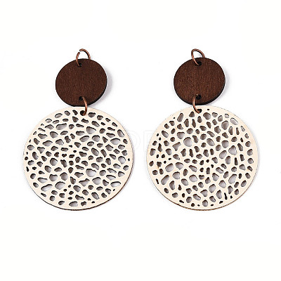 Bohemian Retro Hollow Flat Round Leather Pendants FIND-N007-02A-01-1