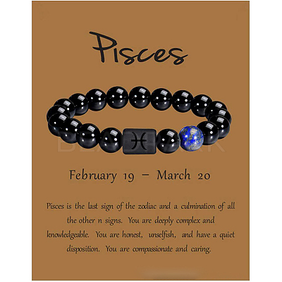 12 Constellation Natural Round Lapis Lazuli Beads Stretch Bracelets WGD22B0-20-1