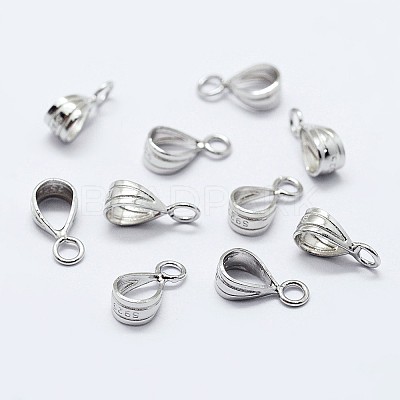 Rhodium Plated 925 Sterling Silver Pendant Bails X-STER-F036-09P-7x13mm-1