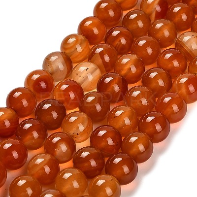 Dyed Natural Red Agate Beads Strands G-G203-10H-10mm-1