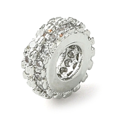 Rack Plating Brass Clear Cubic Zirconia European Beads KK-G501-06B-P-1