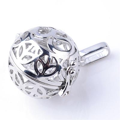 Rack Plating Brass Cage Pendants KK-S751-012P-1