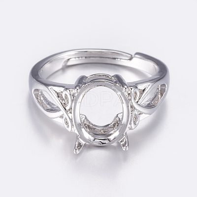 Adjustable Brass Solitaire Ring Settings KK-G330-09P-1