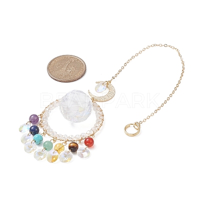 Natural Gemstone Bead Pendant Decorations HJEW-TA00014-1