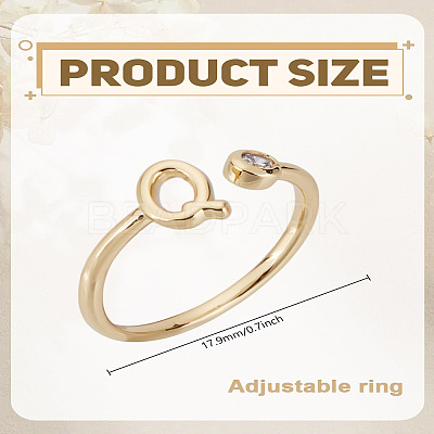 1Pc Brass Micro Pave Clear Cubic Zirconia Open Cuff Rings for Women RJEW-LP0002-37Q-1