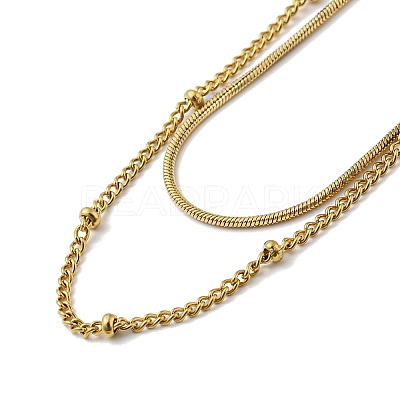 304 Stainless Steel Double-Layer Necklace NJEW-Q321-01G-1