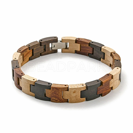 Wooden Watch Band Bracelets for Women Men BJEW-M306-02P-1