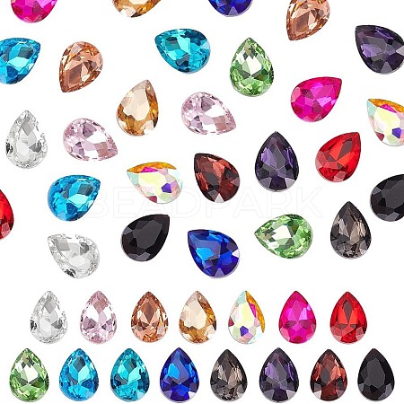 Pointed Back Glass Rhinestone Cabochons RGLA-OC0001-10-1