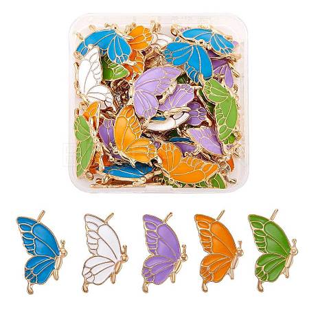 50 Pieces Enamel Butterfly Charms Pendant Alloy Enamel Insect Charm Mixed Colorful for Jewelry Necklace Earring Bracelet Making Crafts JX331A-1