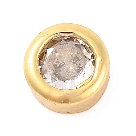 Rack Plating Flat Round Brass Micro Pave Cubic Zirconia Cabochons KK-F874-03G-12-1