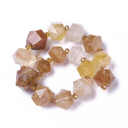 Natural Yellow Hematoid Quartz Beads Strands G-P422-16-1