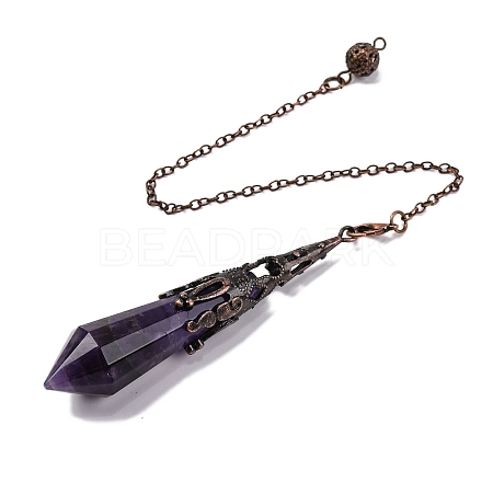Natural Amethyst Pointed Dowsing Pendulum Big Pendants G-H285-06R-A04-1