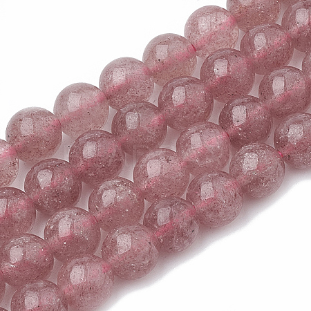 Natural Dyed Strawberry Quartz Beads Strands G-S295-15-6mm-1-1